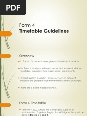 timetable guidelines- form 4  2023 