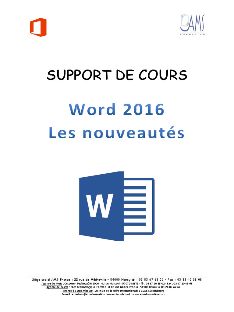 Nouveautés de Word 2016 en PDF | PDF | Microsoft Word | Microsoft Office