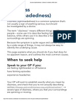 Dizziness (Lightheadedness) - Illnesses & Conditions - NHS Inform