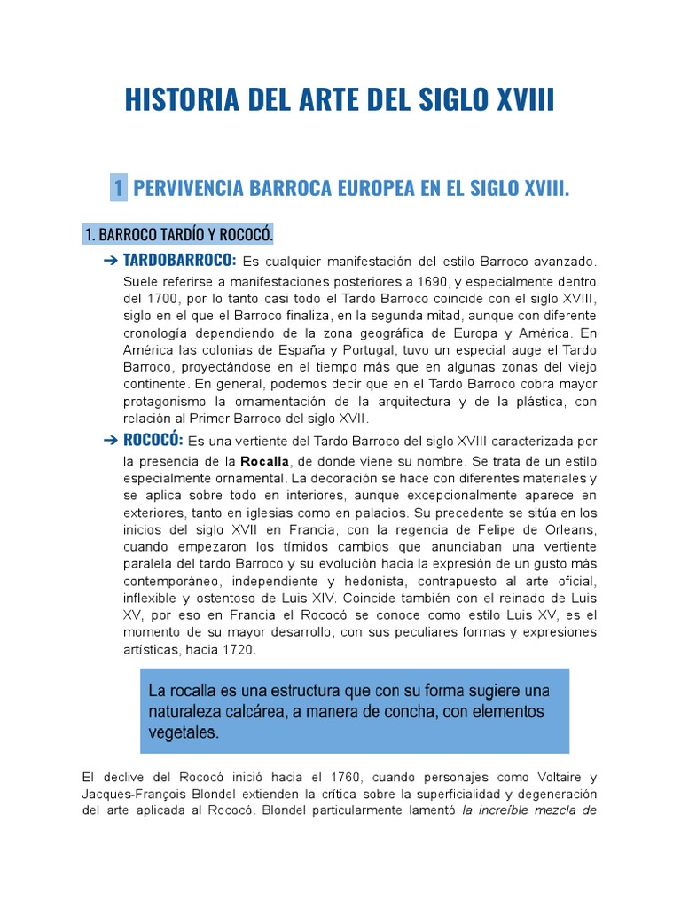 Historia Del Arte Del Siglo Xviii Pdf Barroco Pinturas