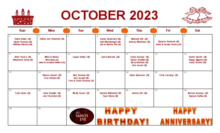 October 2023 Birthdays and Anniversaries | PDF