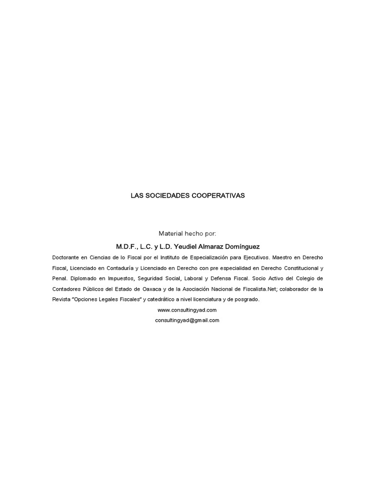 Marco Legal de las Sociedades Cooperativas | PDF | Sociedad de ...