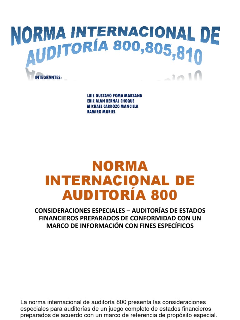 Norma Internacional de Auditoría 800 | PDF | Auditoría | Contabilidad