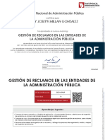 Certificado Gestion de Reclamos - Deibby Millan