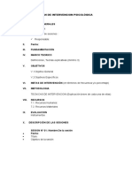 Formato Plan de Intervencion Psicologica - Modelo Clinica-Educativa