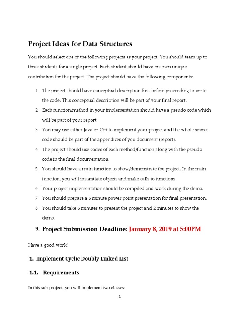 Project Ideas For Data Structures | PDF | Pointer (Computer Programming ...
