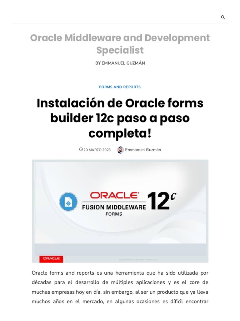 Instalación de Oracle Forms Builder 12c Paso A Paso Completa! Oracle