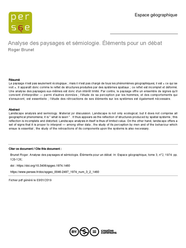 Brunet, Roger. Analyse Des Paysages Et Semiologie | PDF | Paysage ...
