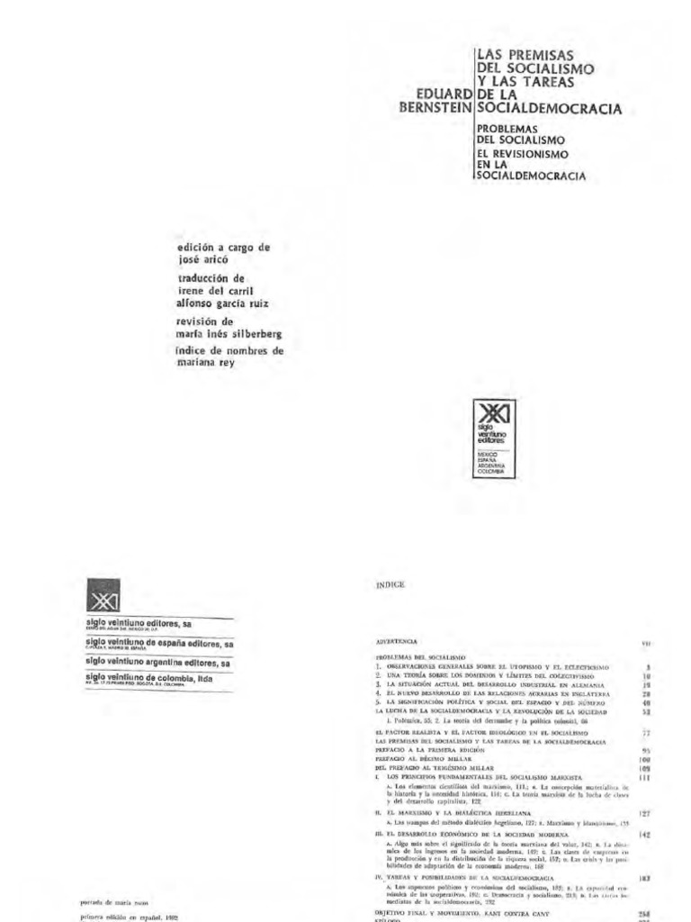 BERNSTEIN, Eduard. Las Premisas Del Socialismo y Las Tareas de La