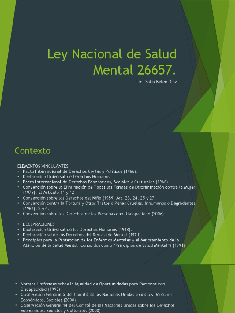 Resumen de la Ley 26657 de Salud Mental | PDF | Invalidez | Convenio ...