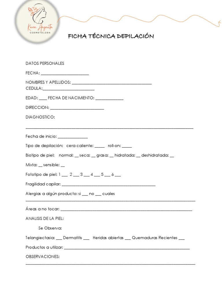 Ficha tecnica de depilacion pdf