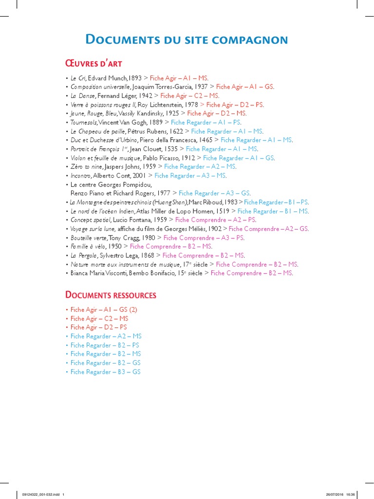 Œuvres d'art et fiches pédagogiques | PDF | Peintures | Mouvements de l'art