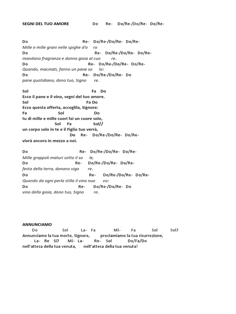 Testi e Accordi Canti Chitarra Chiesa PDF