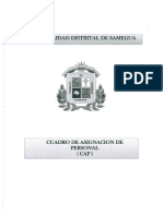 1 MUNICIPAIJDAD DISTRITAL DE SAMEGUA) ) ) CUADRO DE ASIGNACION DE PERSONAL (CAP) - PDF Descargar Libre