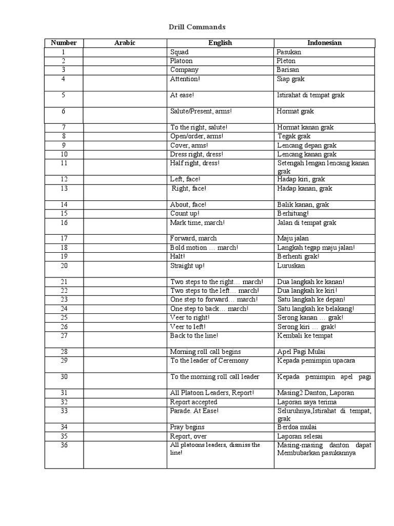 36 Basic Parade Drill Commands | PDF | Military | Military Science