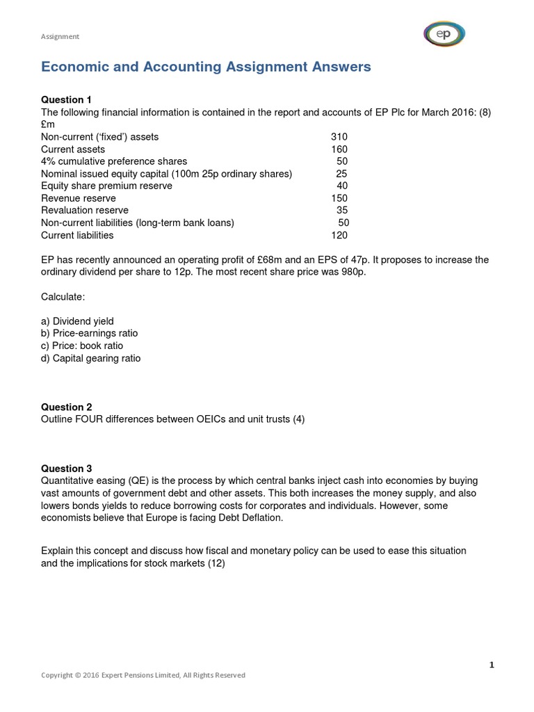 Economics and Accounting Assignment Answers 2016 | PDF | Interest Rates ...