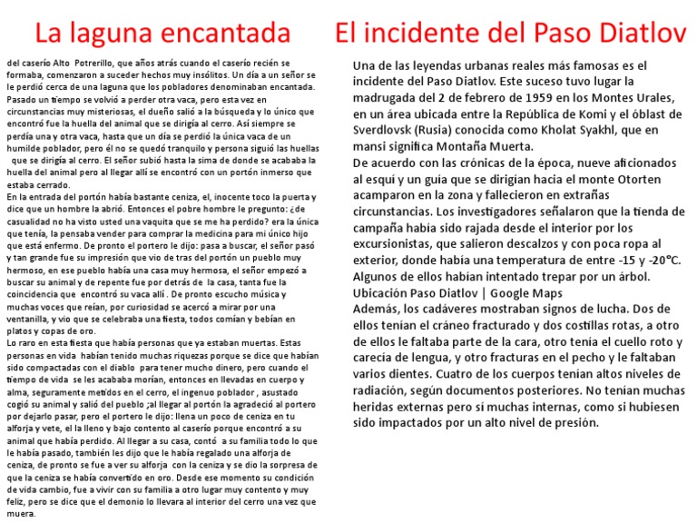 Leyendas de la Laguna Encantada y el Paso Diatlov | PDF | Novela negra ...