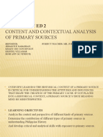 Content and Contextual Analysis of Primary Sources