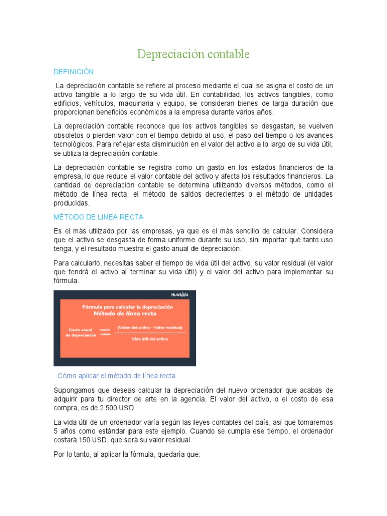 Cálculo de Depreciación Contable | PDF | Depreciación | Contabilidad