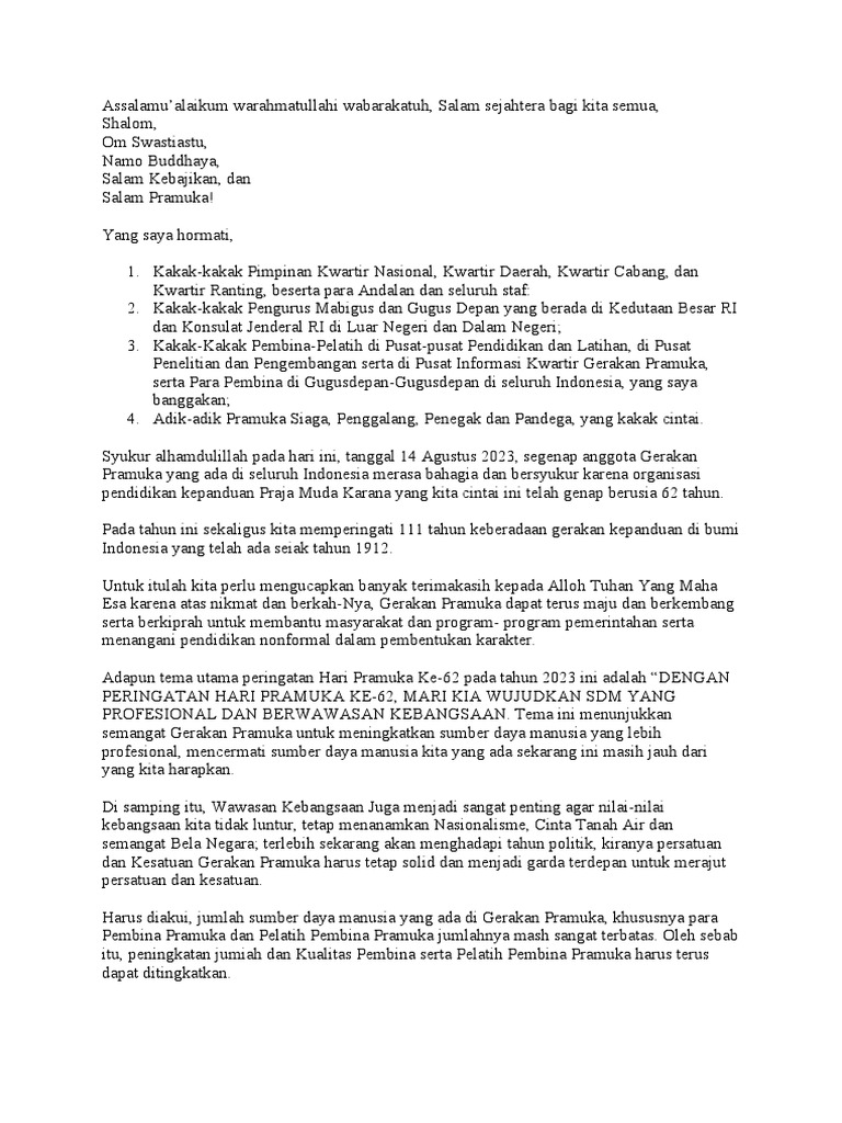 sambutan hari pramuka | PDF