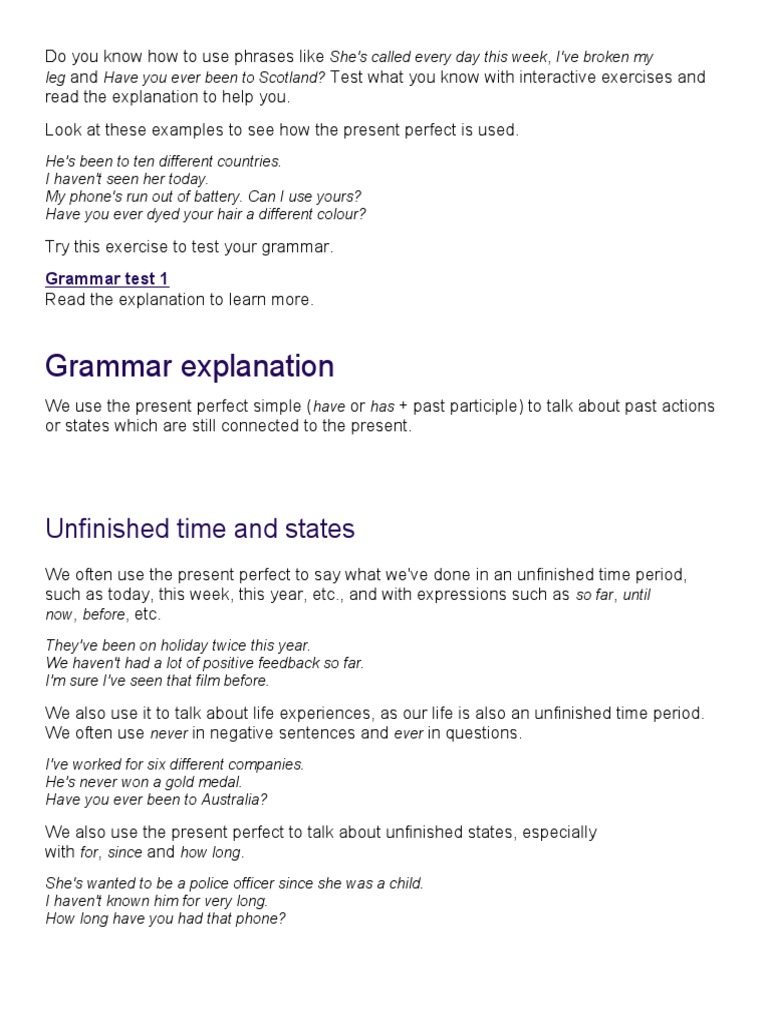 Present Perfect | PDF | Cognitive Science | Grammar