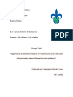 Ensayo Sobre La Importancia de Abordar El Tema de La Comunicación y Las Relaciones Interpersonales para Mi Formación Como Pedagogo