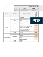 Matriz de Impactos Ambientales Con Proyecto Objetivo: Responsable: Lugar/Obra: Fecha Última de Actualización