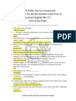 English Lecturer PPSC - Solved Paper