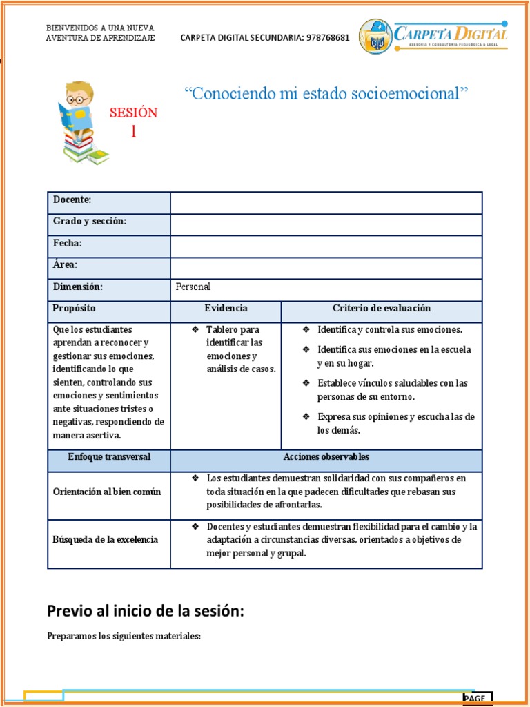 Gestión de Emociones en Secundaria | PDF | Las emociones | Evaluación