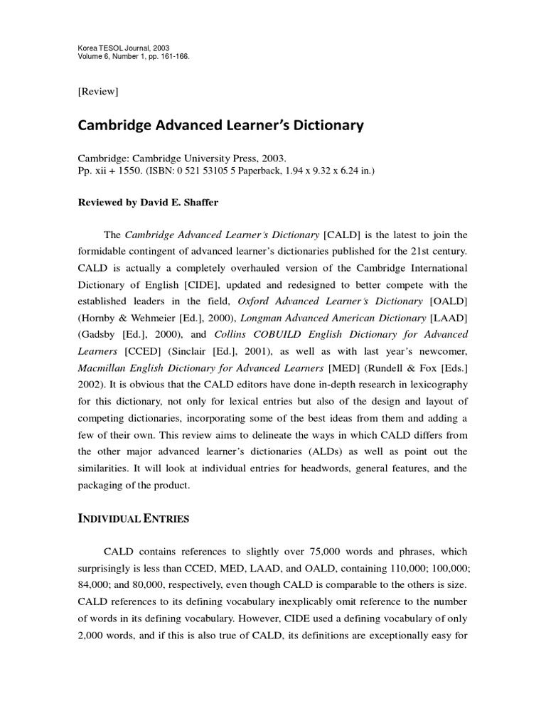 CAMBRIDGE ADVANCED LEARNER S ENGLISH DICTIONARY ONLINE intelligence overview