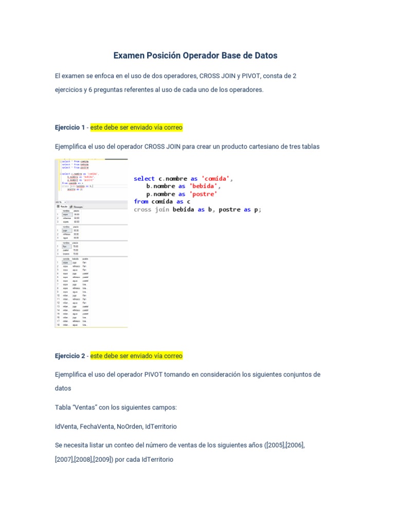 Examen posici n operador base de datos pdf inform tica gesti n de