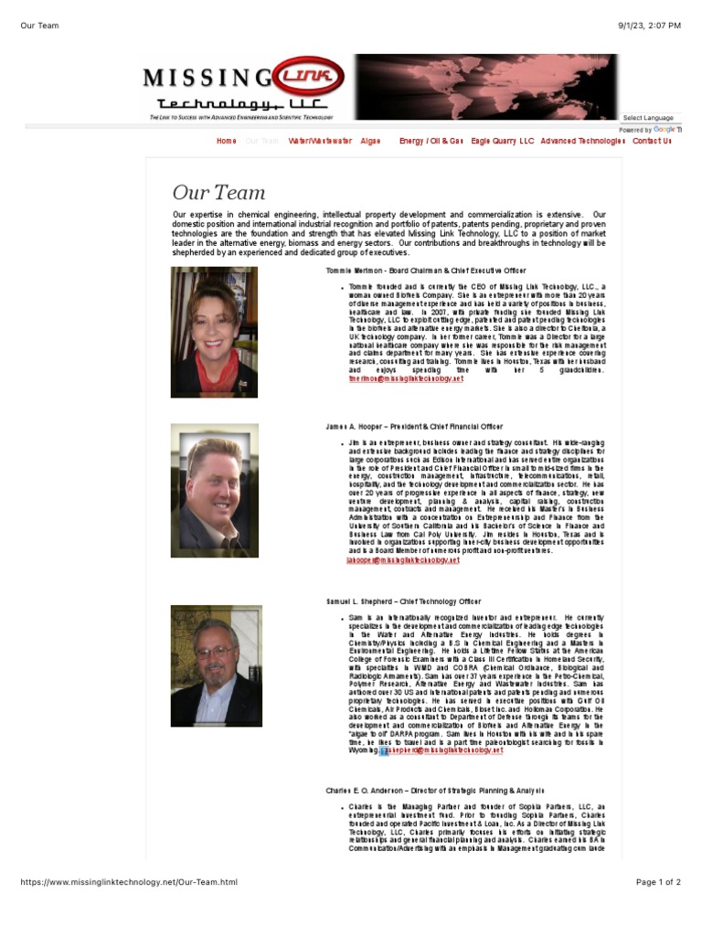 Missing Link Technology Leadership Team | PDF | Entrepreneurship ...