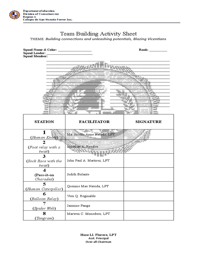 Team Building Activity Sheet PDF