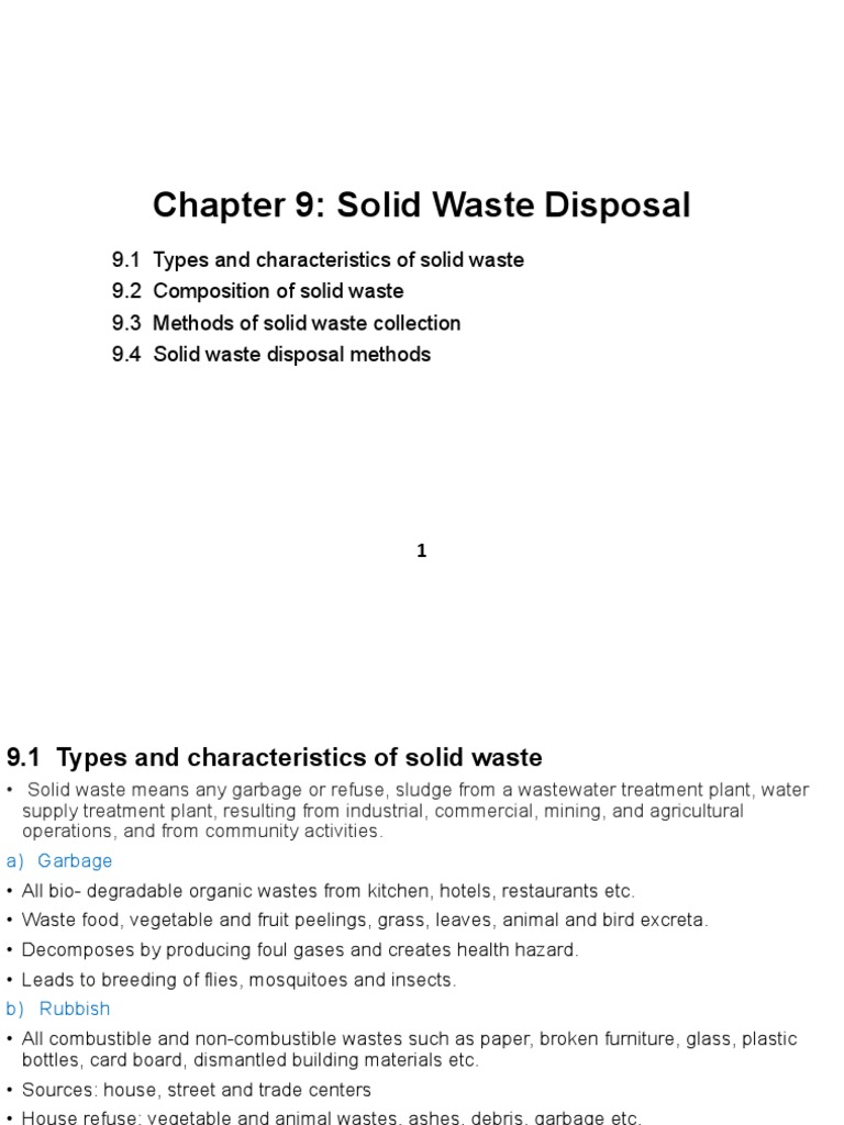 Chapter 9 Solid Waste Disposal PDF Municipal Solid Waste Waste