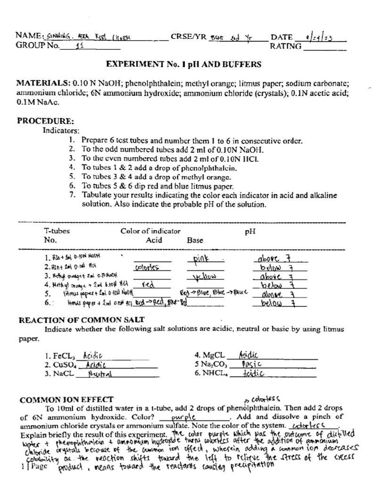 PH and Buffer | PDF
