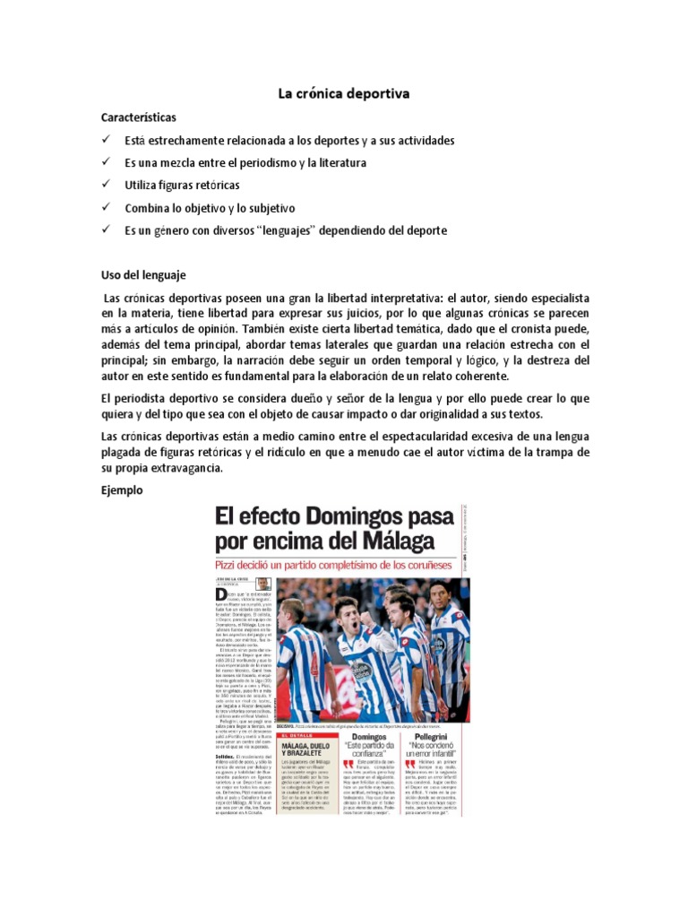 Caractersticas de la crnica deportiva | PDF | Clsicos