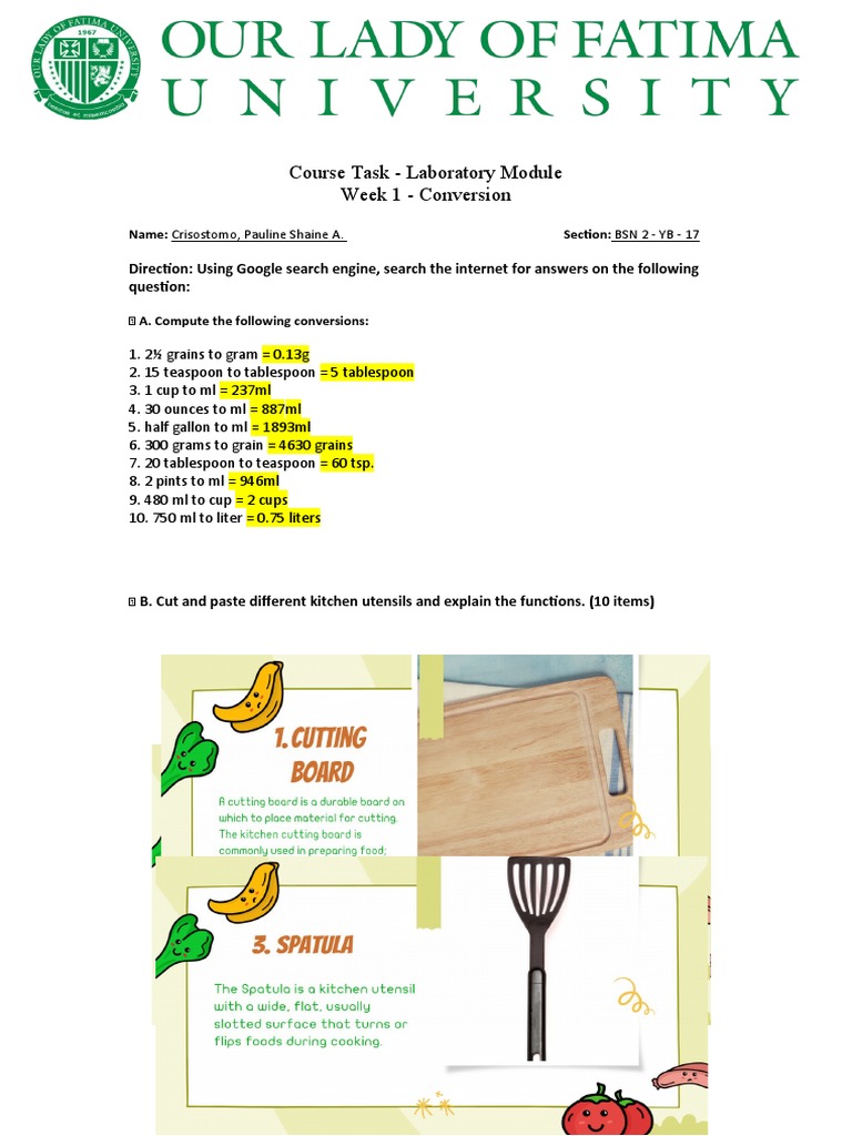 Course Task Laboratory Module Week 1 Pdf Cooking Food Wine