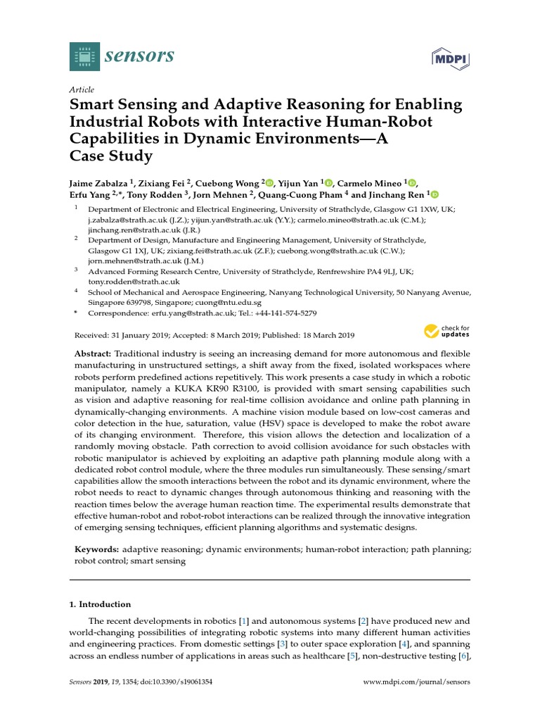 Smart Sensing for Dynamic Robot Control | PDF | Computer Vision | Robotics