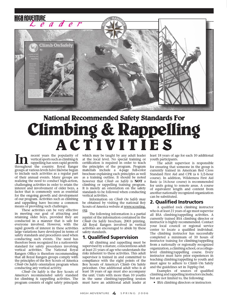 National Climbing Rappelling Safety Standards PDF