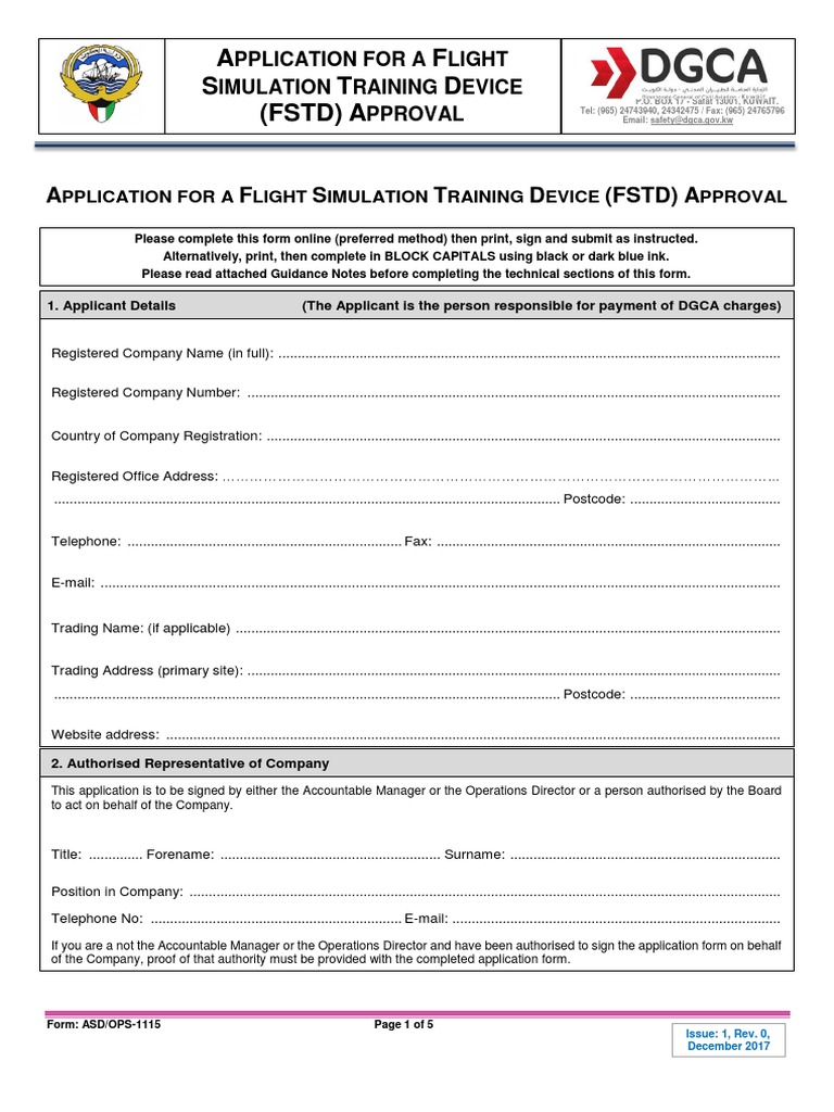 Application For A FSTD Approval | PDF