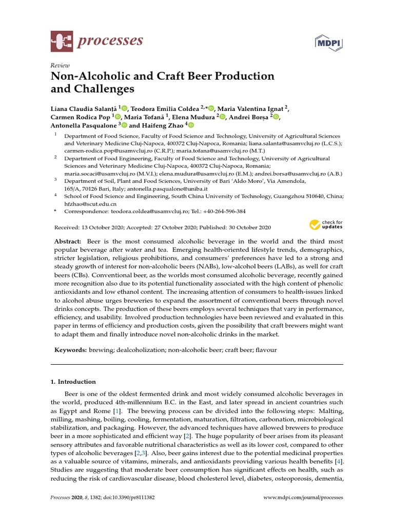 2020 - Non-Alcoholic and Craft Beer Production and Challenges | PDF
