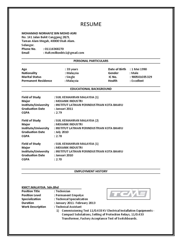 Sample Resume PDF - 1704034254