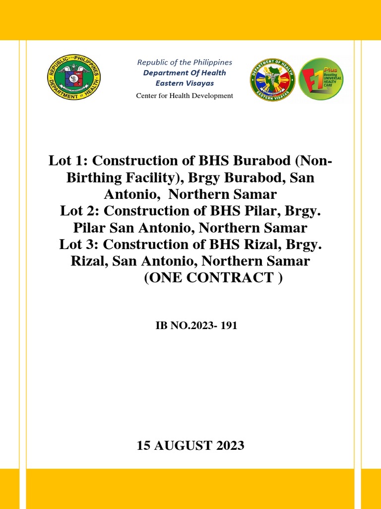 Pbd Construction Of Bhs Burabod Ib No 2023 191 Pdf Procurement