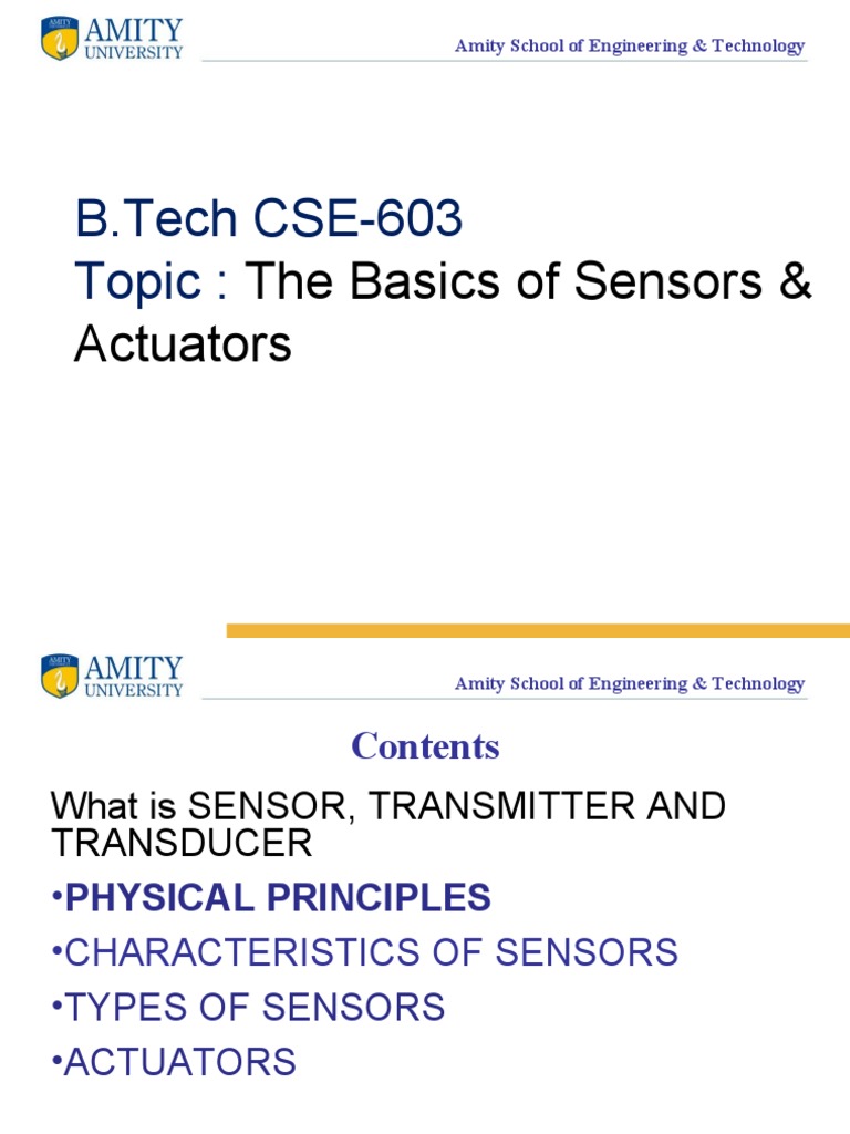 Basics of Sensors and Actuators | PDF | Sensor | Accuracy And Precision