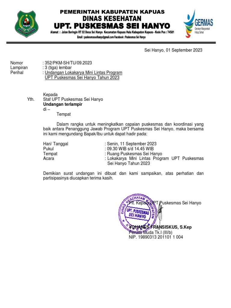 Undangan Rapat Lokmin Bulan September 2023 | PDF