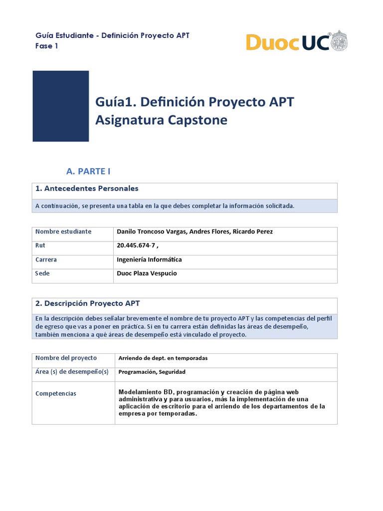 Definición Proyecto APT para Estudiantes | PDF | Metodología