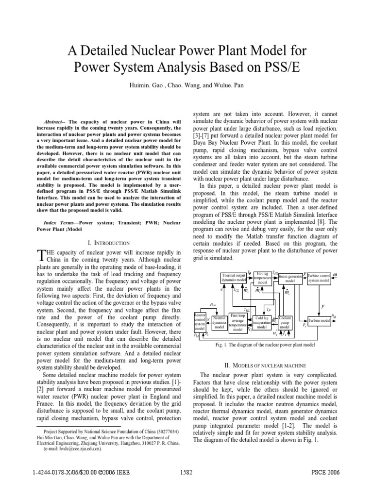 Nuclear Power Plant Model for Stability | PDF | Pressurized Water ...