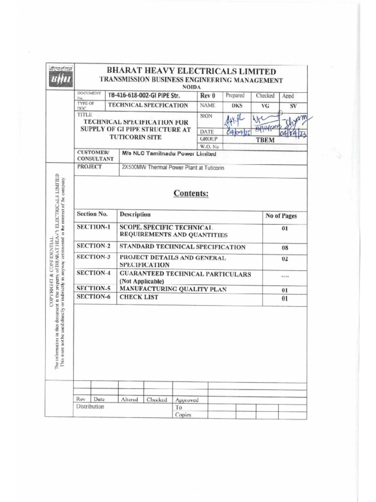 BHEL GI Pipe Structures Technical Specs | PDF | Construction | Welding