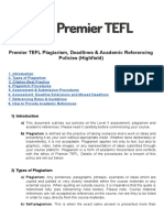 Premier TEFL Plagiarism, Deadlines Academic Referencing Policy (Highfield)