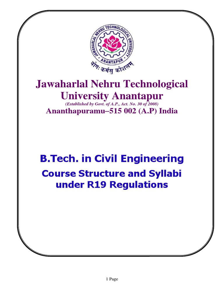 R19 B.tech - Civil Engineering Course Structure Syllabus | PDF ...